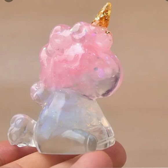 New!  Crushed Genuine Crystal Stone and Resin Unicorn Rose Quartz & Opaline - Picture 1 of 2